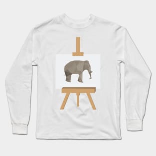 Geometric Elephant on Easel Long Sleeve T-Shirt